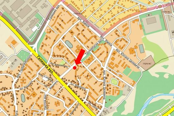 Схема рекламной плоскости по адресу Троллейбусная ул. / Галицкая ул., возле магазина "Фаворит"