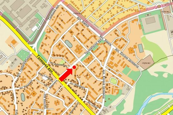 Схема рекламной плоскости по адресу Троллейбусная ул. / Галицкая ул., возле магазина "Фаворит"