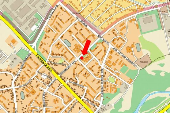 Схема рекламної площини за адресою Троллейбусная ул. / Галицкая ул., возле магазина "Фаворит"