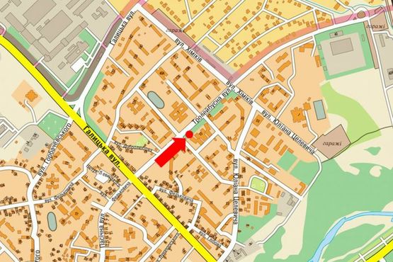 Схема рекламной плоскости по адресу Троллейбусная ул. / Галицкая ул., возле магазина "Фаворит"