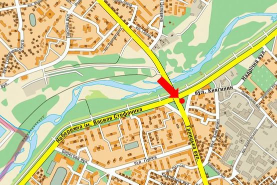 Схема рекламной плоскости по адресу Галицкая ул. / Надречная ул., в центр