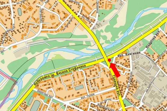 Схема рекламной плоскости по адресу Галицкая ул. / Надречная ул., из центра