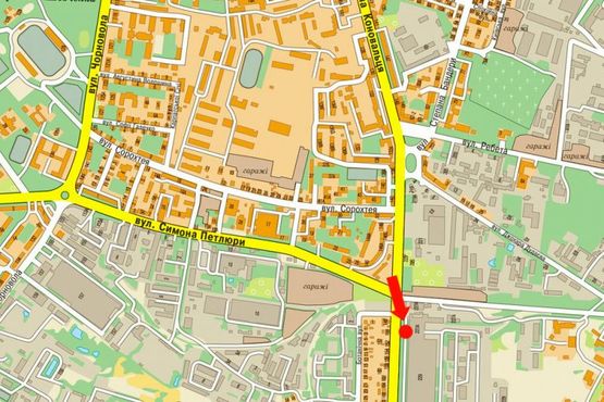 Схема рекламной плоскости по адресу Коновальца ул. / Петлюры ул.