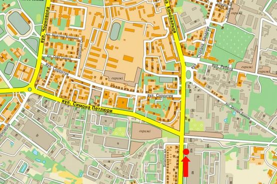 Схема рекламной плоскости по адресу Коновальца ул. / Петлюры ул.