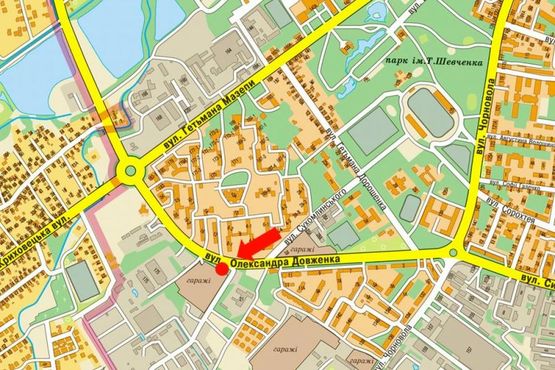 Схема рекламной плоскости по адресу Довженко ул., возле Авторынка