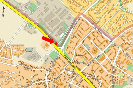 Схема рекламной плоскости по адресу Калушское шоссе / Галицкая ул., возле радиозавода "Карпаты"