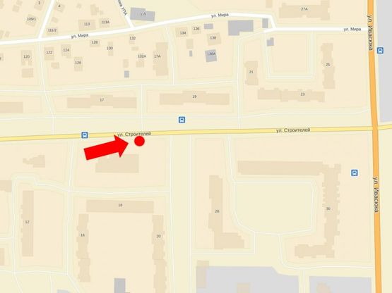 Схема рекламной плоскости по адресу Строителей ул., 49-А, в сторону Ивасюка ул., супермаркетов "Арсен", "Эпицентр"