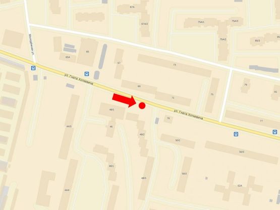 Схема рекламной плоскости по адресу Хоткевича ул., 48, возле рынка, универсама «Дарницкий», в сторону Ивасюка ул.