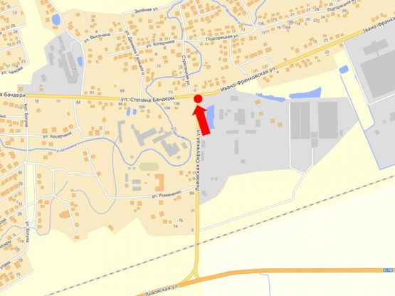 Схема рекламної площини за адресою Бандеры С. ул. / Ивано-Франковская ул. / ул. Львовская, в центр