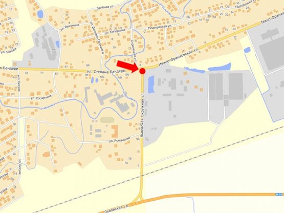 Схема рекламної площини за адресою Бандеры С. ул. / Ивано-Франковская ул. / ул. Львовская, из центра