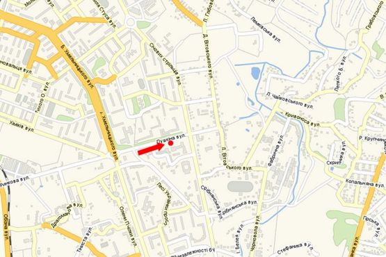 Схема рекламної площини за адресою Пушкина ул., возле инженерного корпуса, супермаркета "Фаворит"