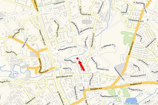 Схема рекламної площини за адресою Евшана ул. / пл. Шептицкого, возле магазина "Фуршет", район Стожары