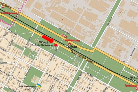 Схема рекламной плоскости по адресу Московский пр. / Алешина пр. (бывш. Орджоникидзе пр.), из центра