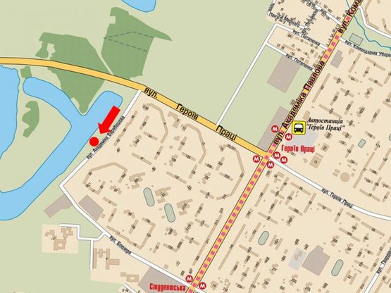 Схема рекламної площини за адресою Барабашова ул., 38, в сторону Павлова ул., ст. м. "Студенческая", рынок "Барабашово"