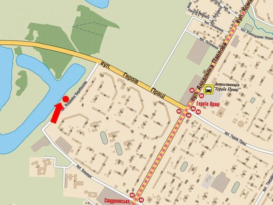 Схема рекламной плоскости по адресу Барабашова ул., 38, в сторону Героев Труда ул., ТРК "Дафи", "Караван", супермаркет "Comfy"