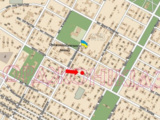 Схема рекламної площини за адресою Александровский пр. (бывш. Косиора пр.), 89, возле рынка, супермаркет "АТБ", в из центра