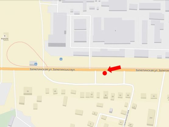 Схема рекламной плоскости по адресу Залютинская ул., 35, из центра