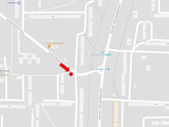 Схема рекламної площини за адресою Стуса ул. /  Тракторостроителей пр., 67, в сторону Тракторостроителей пр.