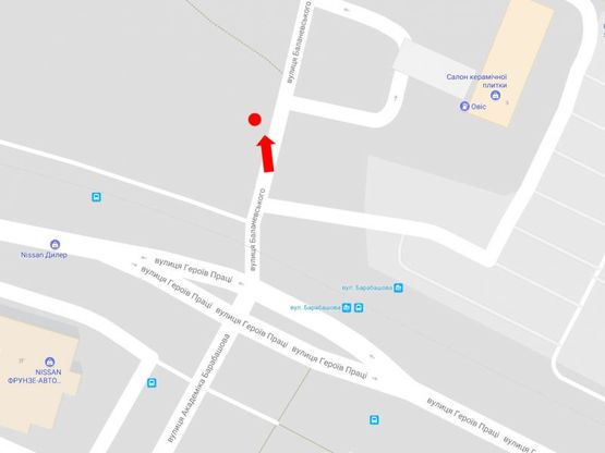 Схема рекламної площини за адресою Баланевского ул. –  ул. Героев Труда, возле  ТРК "Дафи", "Караван", супермаркет "Comfy"
