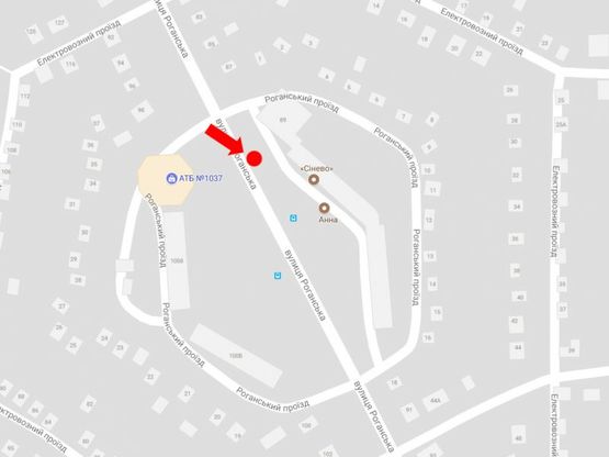 Схема рекламної площини за адресою Роганская ул. - Роганский проезд, возле супермаркета "АТБ", из центра