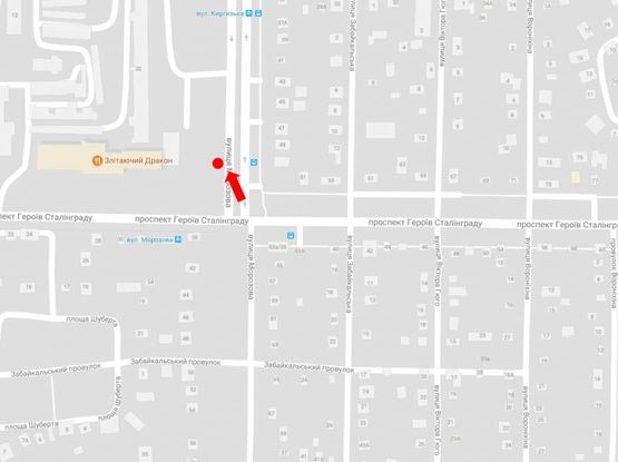 Схема рекламної площини за адресою Морозова ул. / пр. Героев Сталинграда, в сторону Московского пр.