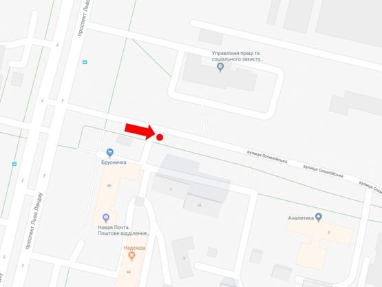 Схема рекламной плоскости по адресу Олимпийская ул. / Ландау пр. (бывш. 50 лет СССР пр.), в сторону пр. Григоренко