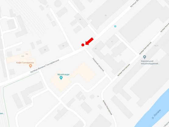 Схема рекламной плоскости по адресу Б. Гончаровская ул., 33, в сторону Семинарской ул.