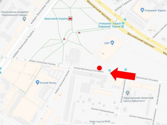 Схема рекламної площини за адресою Броненосца Потёмкин ул., 15, напротив Конного рынка, в сторону ст.м. "Защитников Украины"