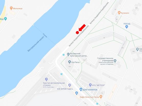 Схема рекламної площини за адресою Барабашова ул., 38 напротив, в сторону ул. Валентиновской