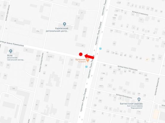 Схема рекламної площини за адресою Камышева ул. - пр. Льва Ландау, на светофоре, в сторону ул. Ак. Павлова