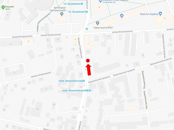 Схема рекламной плоскости по адресу Грековская ул. - пер. Ващенковский, на светофоре, в центр