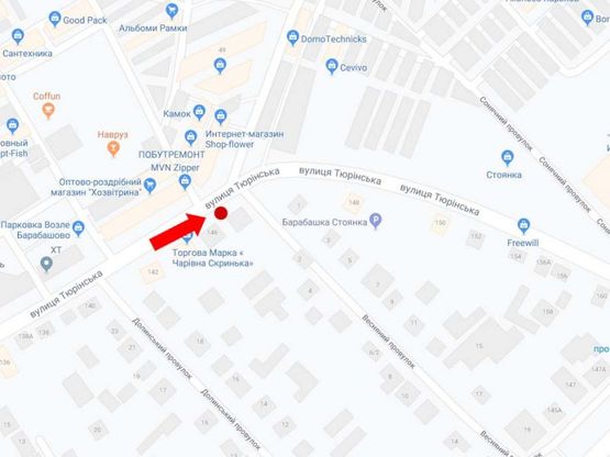 Схема рекламної площини за адресою Тюринская ул., 148, рынок "Барабашово", к пр. Павлова