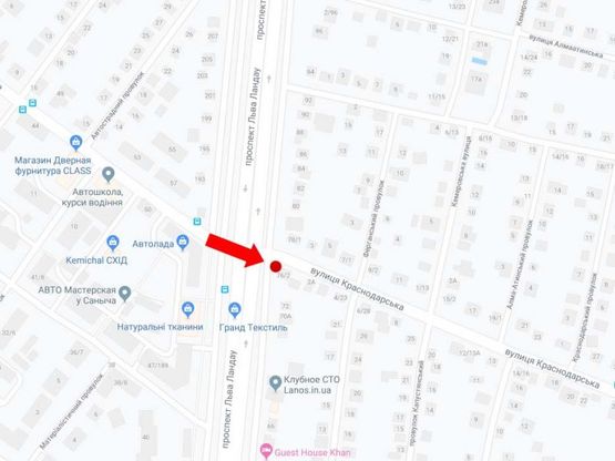 Схема рекламної площини за адресою Краснодарская ул. / пр. Ландау, из центра