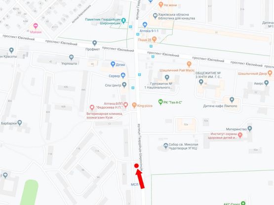 Схема рекламной плоскости по адресу Гвардейцев Широнинцев ул., 9 в сторону пр. Юбилейного