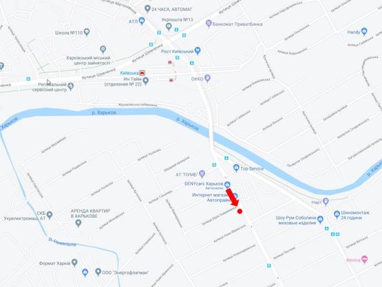 Схема рекламної площини за адресою Моисеевская ул. / ул. Лавриненко, в сторону ул. Тюринской