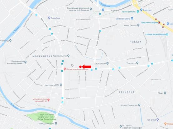 Схема рекламної площини за адресою Гольдберговская ул. (бывш. ул. 1й конной армии), 110, в сторону Москалевской ул.