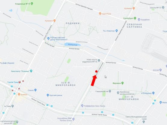 Схема рекламної площини за адресою Гвардейцев Широнинцев ул., 81, из центра