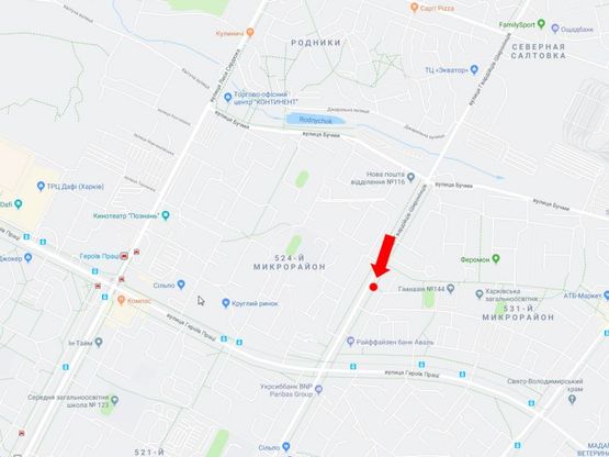 Схема рекламної площини за адресою Гвардейцев Широнинцев ул., 54, в центр