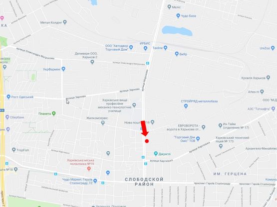 Схема рекламної площини за адресою Морозова ул., 21 - ул. Костычева, в сторону пр. Г. Сталинграда