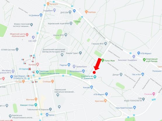 Схема рекламной плоскости по адресу Космонавтов ул. 2 - ул. 23 августа, в центр