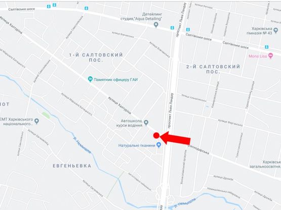 Схема рекламної площини за адресою Халтурина ул. - пр. Ландау, в сторону Салтивского шоссе