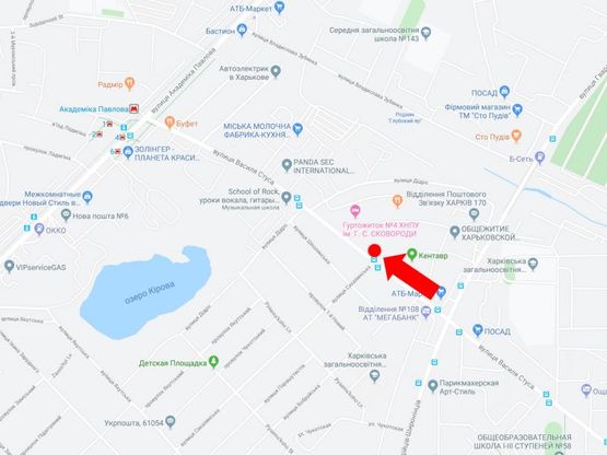 Схема рекламной плоскости по адресу Стуса ул. 21 - ул. Сахалинская, в сторону ул. Ак. Павлова