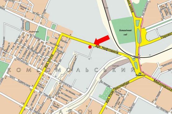 Схема рекламної площини за адресою Нефтянников ул., 15, возле автосалона "Лидер", СТО, гусь, над дорогой