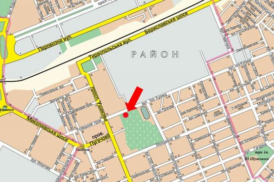 Схема рекламної площини за адресою Кулика ул. / Ушакова пр., гусь, над дорогой