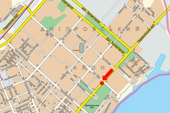 Схема рекламной плоскости по адресу Университетская ул. (бывш. 40-летия Октября ул.) / Мира ул., возле "Днепровского" рынка, разделитель, в центр, правый