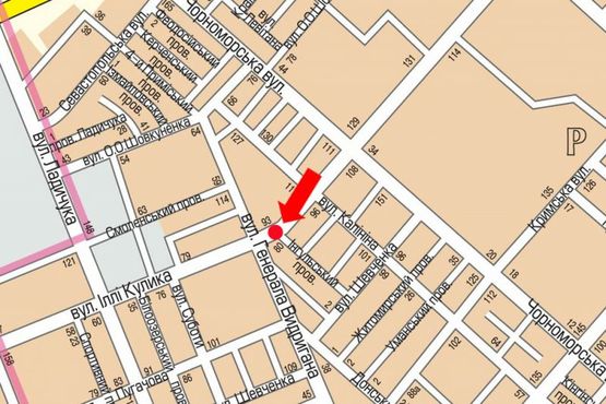 Схема рекламной плоскости по адресу Кулика ул. / Ингульский пер., гусь, над дорогой