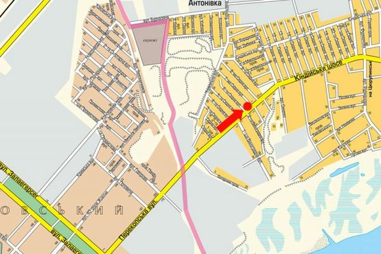 Схема рекламної площини за адресою Черновола шоссе (бывш.Киндийское шоссе) / 7-я Восточная ул.