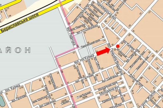 Схема рекламной плоскости по адресу Кулика ул. / Ингульский пер., гусь, над дорогой