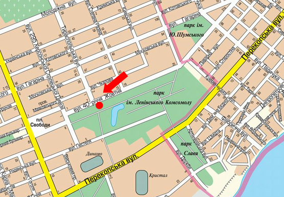 Схема рекламной плоскости по адресу Небесной Сотни ул. (бывш. 40-летия Октября ул.)) / Тираспольская ул., возле парка Херсонская фортеця, гусь, над дорогой, в центр