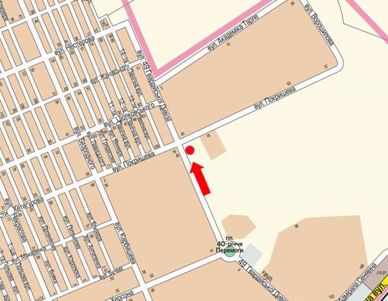 Схема рекламной плоскости по адресу 49-й Гвардейской дивизии ул. / Покрышева ул., из центра